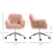 Swivel Faux Fur Office Chair In Pink Vanity Chair W Adjustable Height Wheels 3