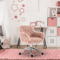 Swivel Faux Fur Office Chair In Pink Vanity Chair W Adjustable Height Wheels 0