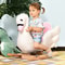 Qaba Plush Kids RideOn Toy Swan Style Rocking Horse With Music Soft Fabric Animal Rocker Seat Gi 9