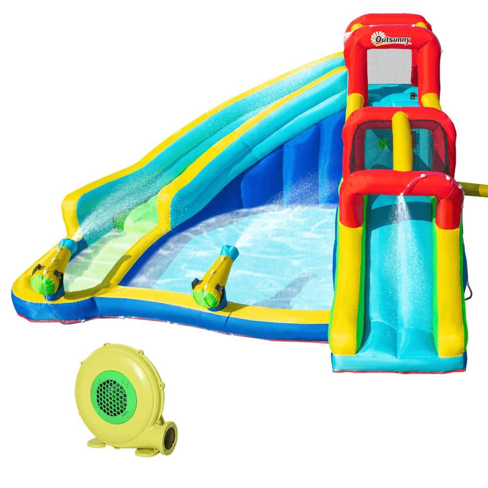 Ultimate Kids Inflatable Bounce House Slide Water Gun Pool Climbing Wall With Inflator Outdoor Back 2
