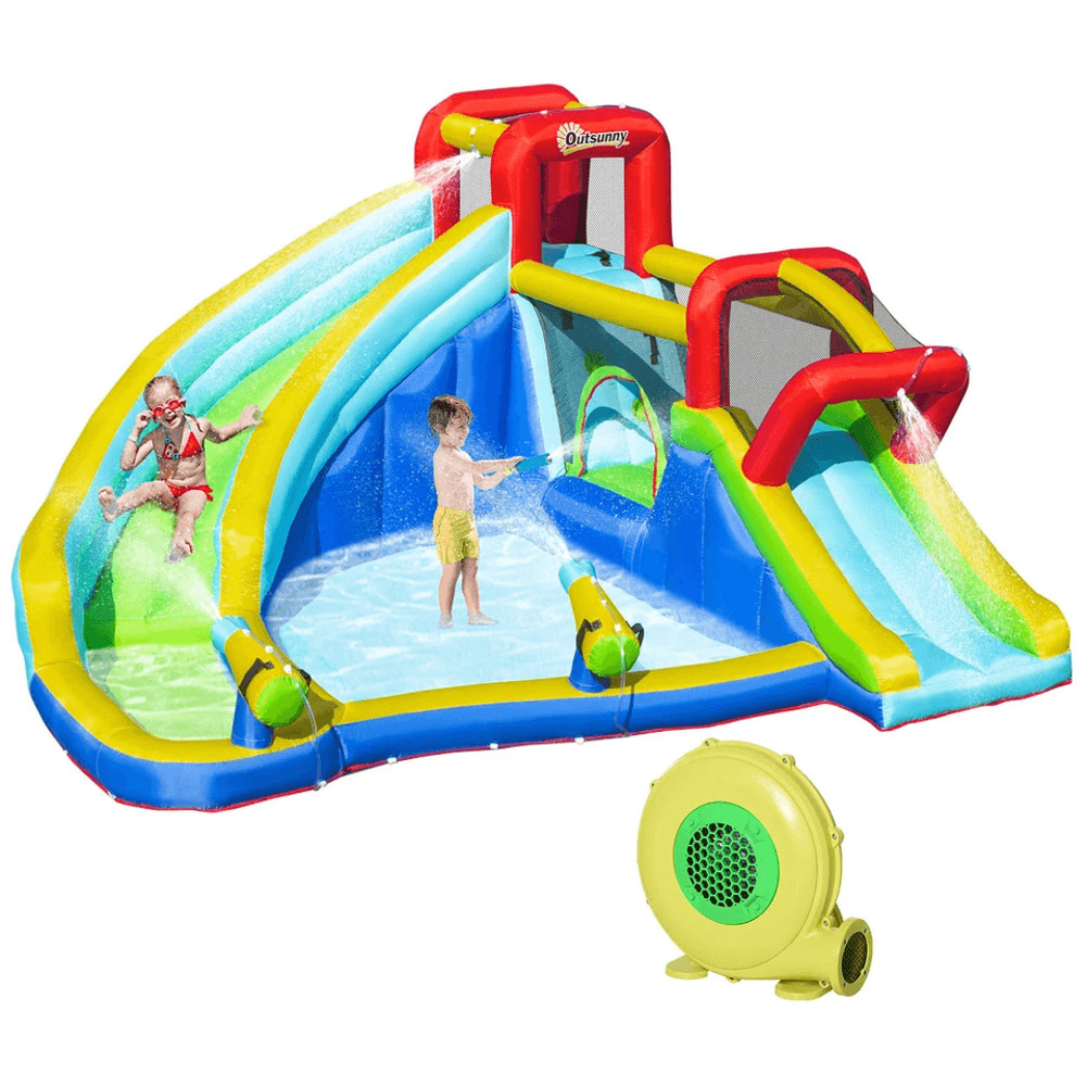 Ultimate Kids Inflatable Bounce House Slide Water Gun Pool Climbing Wall With Inflator Outdoor Back 3