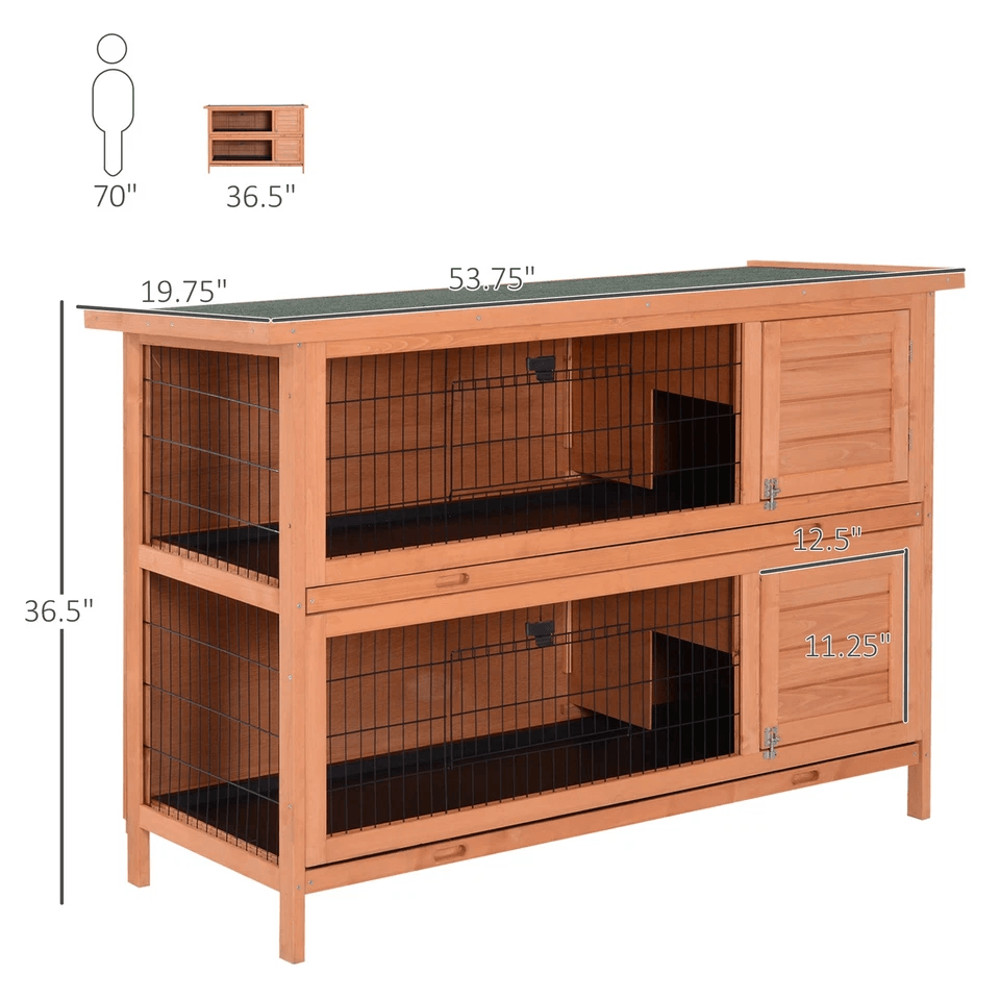 1 Bunny Hutch With Dividers Asphalt Roof For Small Animals Outdoors 2 Level Orange Rabbit Hutch 1