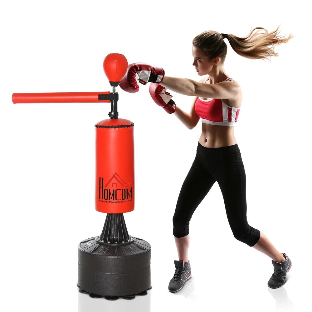 Boxing Punch Bag Stand With Rotating Flexible Arm Adjustable Speed Ball WaterSand Fillable Base F 1