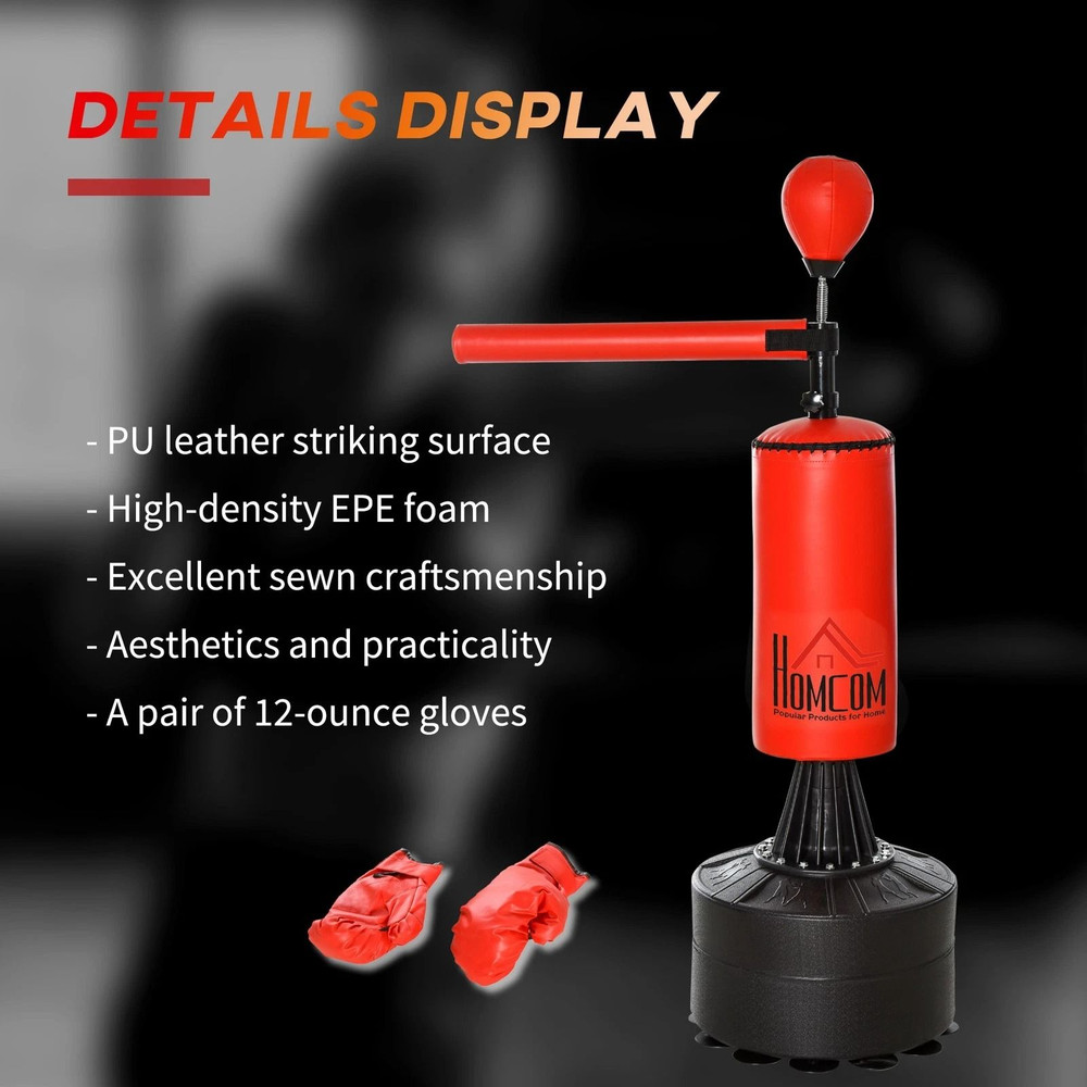 Boxing Punch Bag Stand With Rotating Flexible Arm Adjustable Speed Ball WaterSand Fillable Base F 3