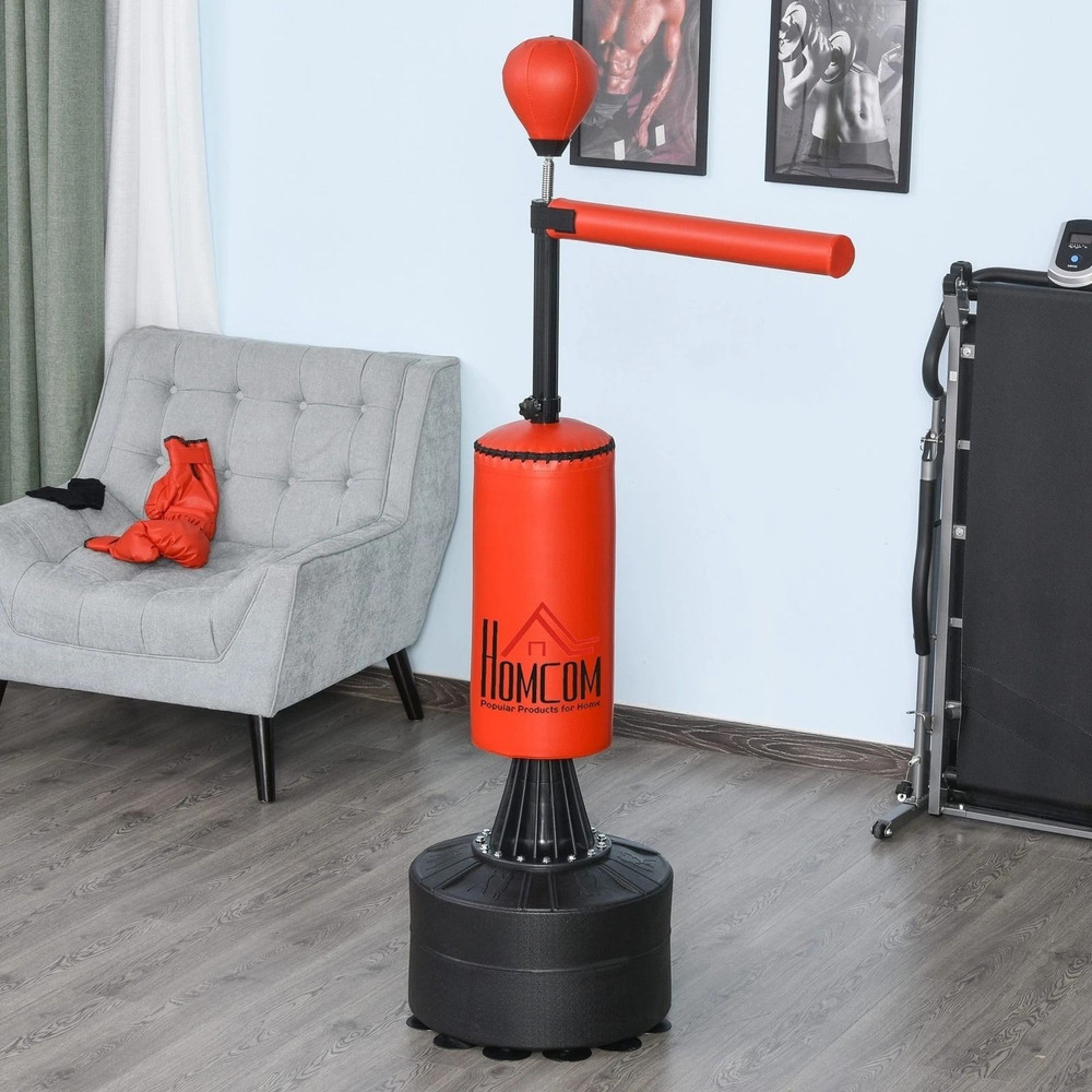 Boxing Punch Bag Stand With Rotating Flexible Arm Adjustable Speed Ball WaterSand Fillable Base F 8