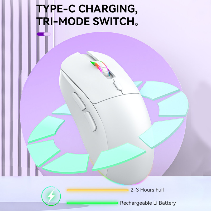 Wireless RGB Gaming Mouse  6 Button 4800DPI TriMode Bluetooth 5324GUSB For PC Laptop Tablet 2