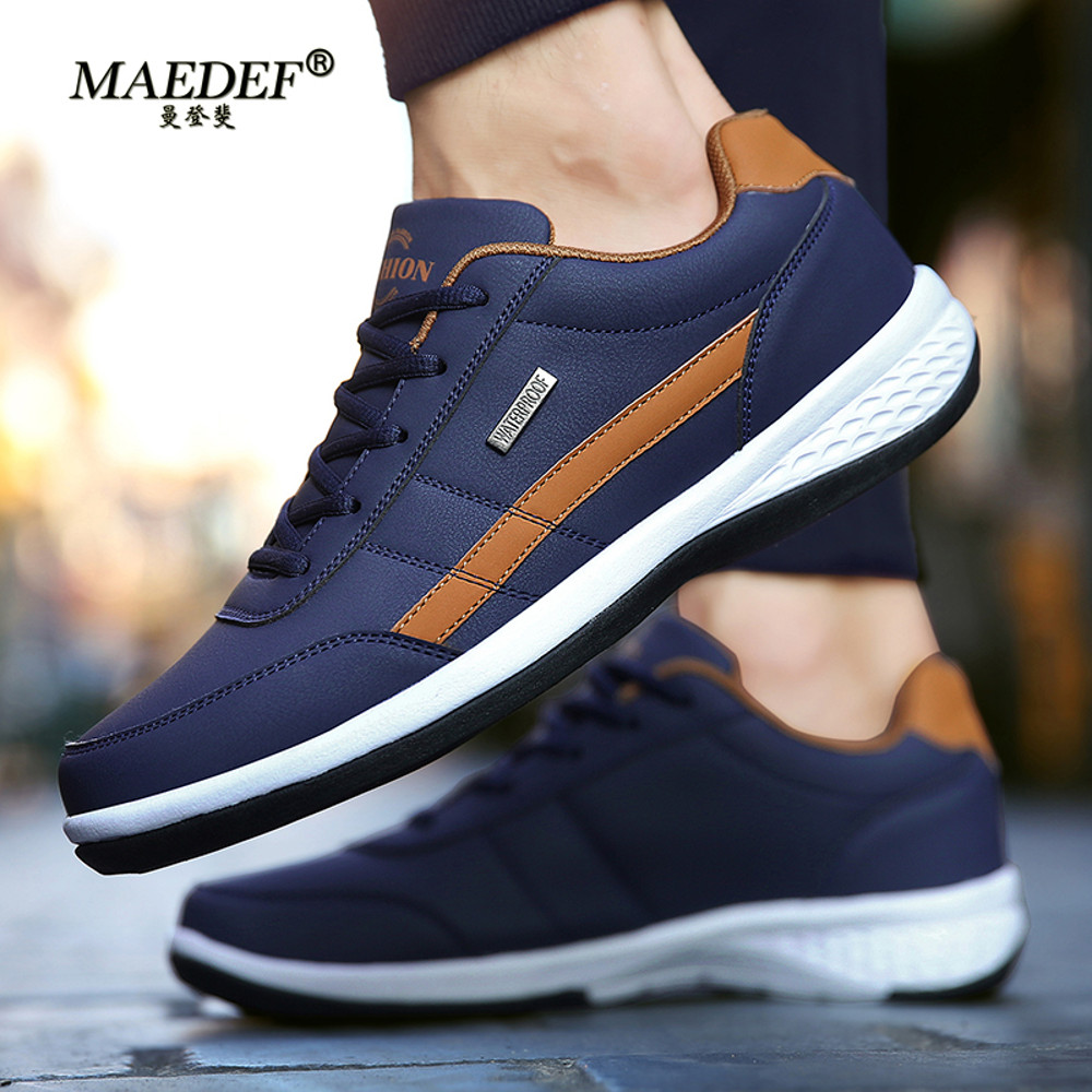 Waterproof Leather Sneakers For Men Casual Comfortable LaceUp Footwear Vulcanized Mens Shoe Masculi 2