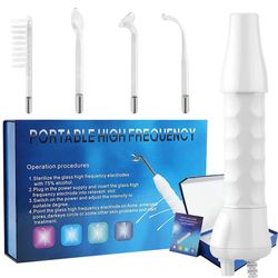 portable high frequency skin therapy wand, handheld facial machine for acne, massage, skin rejuvenation, & tightening