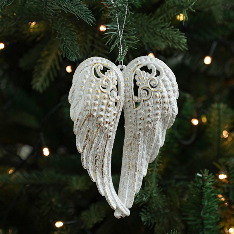 Christmas Tree Hanging Ornaments Snowflake Angel Deer White Pendants Navidad New Year Party Home Xm