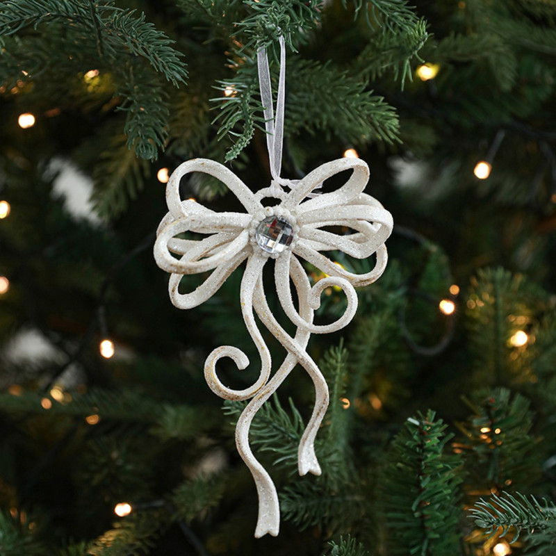 Christmas Tree Hanging Ornaments Snowflake Angel Deer White Pendants Navidad New Year Party Home Xm