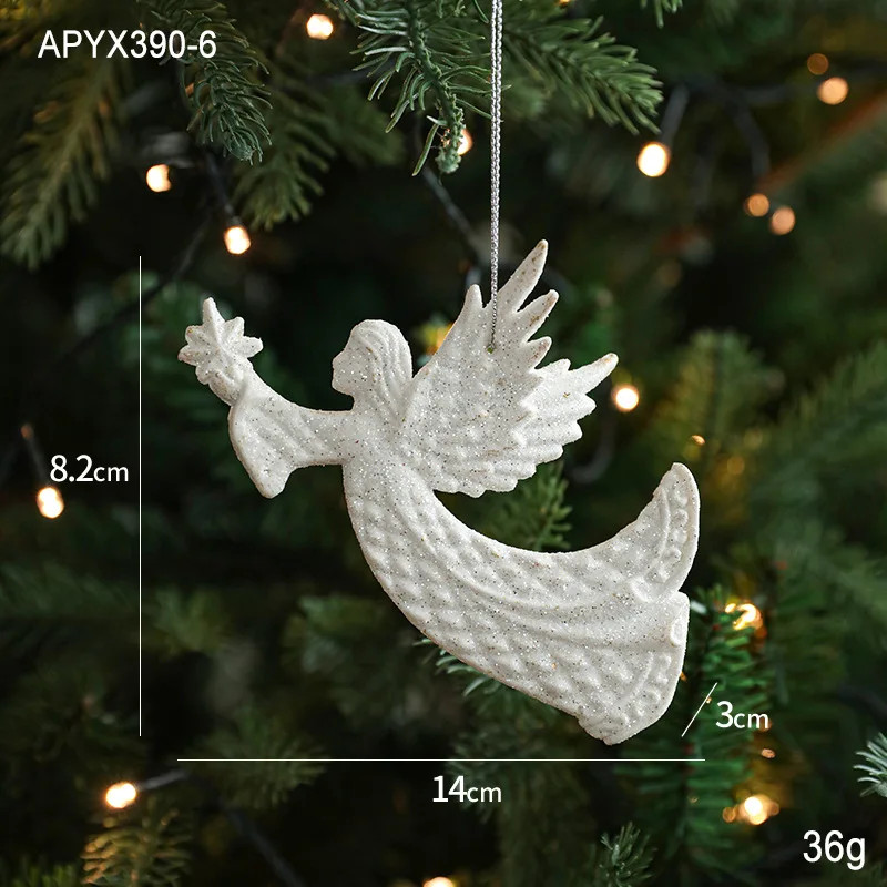 Christmas Tree Hanging Ornaments Snowflake Angel Deer White Pendants Navidad New Year Party Home Xm