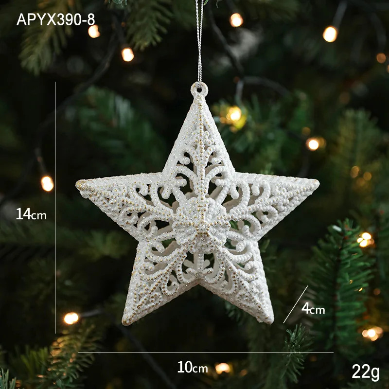 Christmas Tree Hanging Ornaments Snowflake Angel Deer White Pendants Navidad New Year Party Home Xm