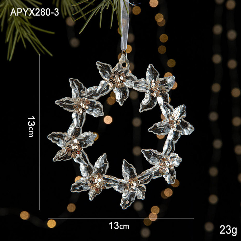 Christmas Tree Hanging Ornaments Snowflake Angel Deer White Pendants Navidad New Year Party Home Xm
