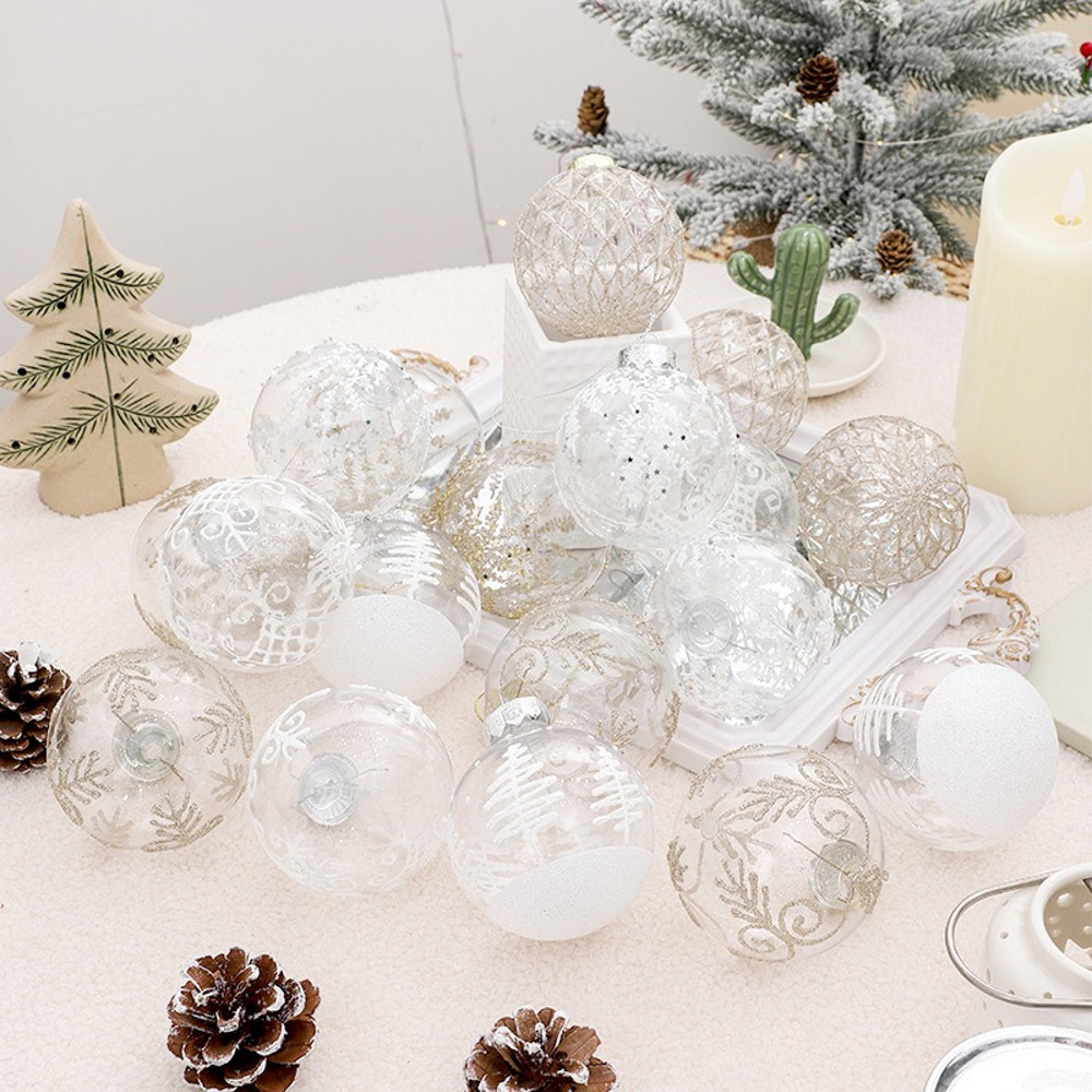 White Champagne Green Balls, Transparent Christmas Ball Set, DIY Christmas Tree Ornaments, Luxury Holiday Decor for Part
