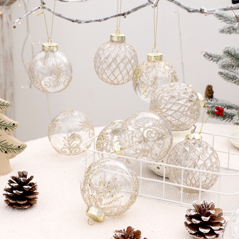 White Champagne Green Balls, Transparent Christmas Ball Set, DIY Christmas Tree Ornaments, Luxury Holiday Decor for Part