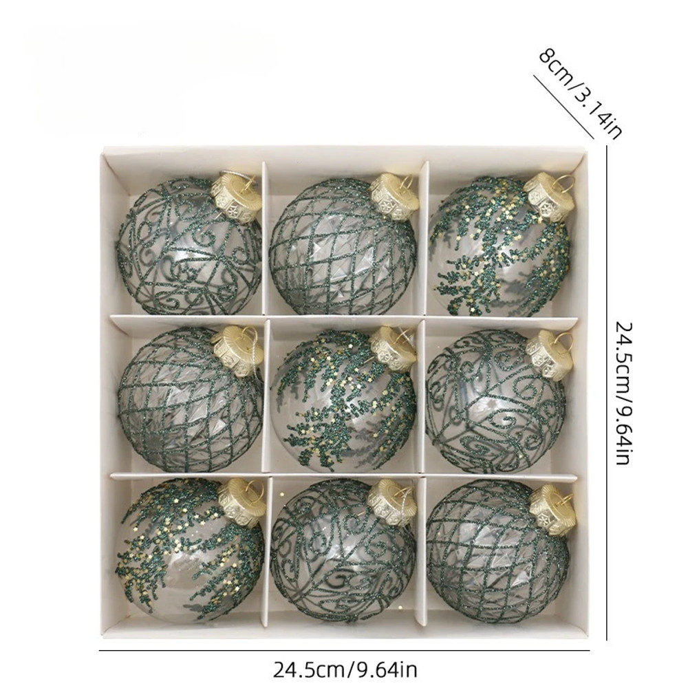 White Champagne Green Balls, Transparent Christmas Ball Set, DIY Christmas Tree Ornaments, Luxury Holiday Decor for Part