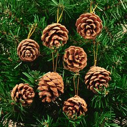christmas pine cones ornaments, mini pinecones tree pendant, holiday new year accessories, rustic festival party decor