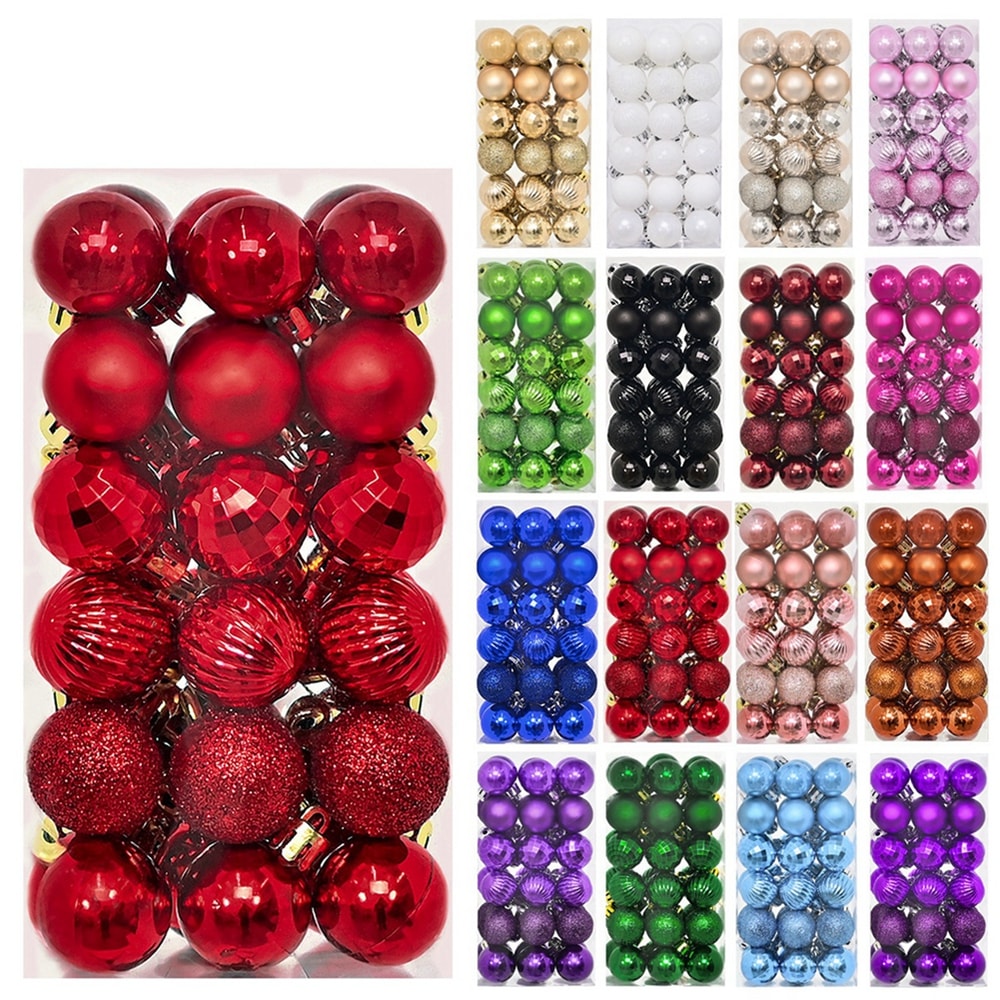 Plating Glossy Decorative Christmas Balls Set Box, Balls Christmas Tree Pendant, Holiday New Year Party Decor