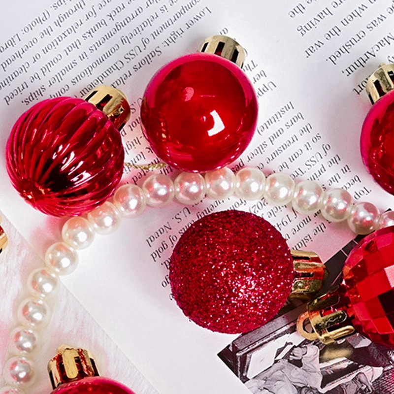 Plating Glossy Decorative Christmas Balls Set Box, Balls Christmas Tree Pendant, Holiday New Year Party Decor