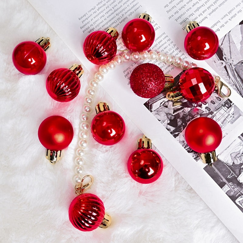 Plating Glossy Decorative Christmas Balls Set Box, Balls Christmas Tree Pendant, Holiday New Year Party Decor