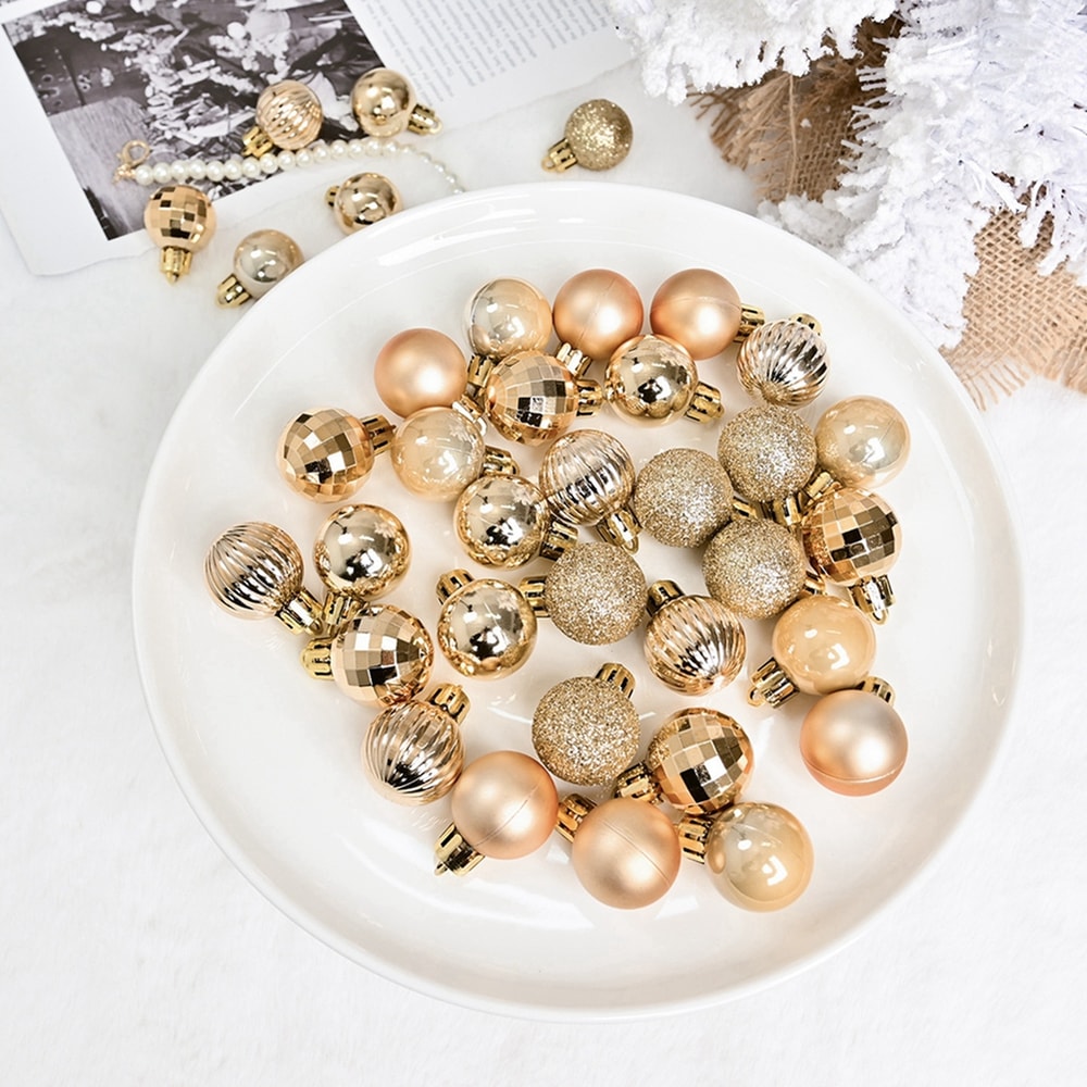 Plating Glossy Decorative Christmas Balls Set Box, Balls Christmas Tree Pendant, Holiday New Year Party Decor