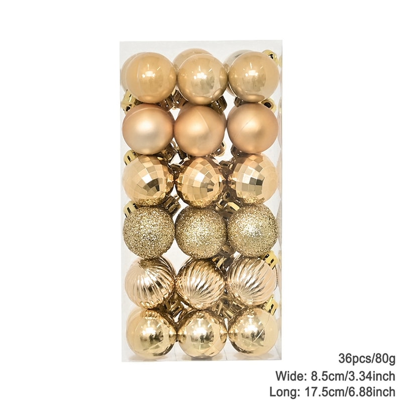 Plating Glossy Decorative Christmas Balls Set Box, Balls Christmas Tree Pendant, Holiday New Year Party Decor