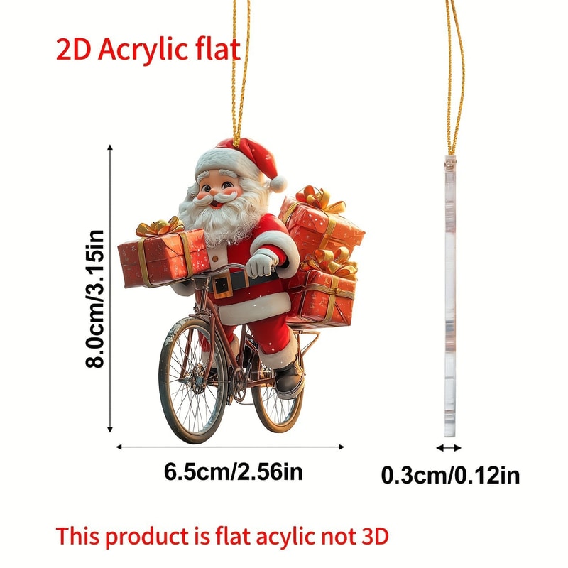 Hanging Cartoon Santa Acrylic Winter Decorative Christmas Tree Pendants Claus Bicycle Gifts Christm 9