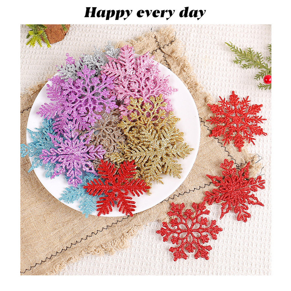 Christmas Venue Decoration, Pink Glitter Plastic Snowflake, Winter Party Supplies, Ornaments for Home, Tree Pendant