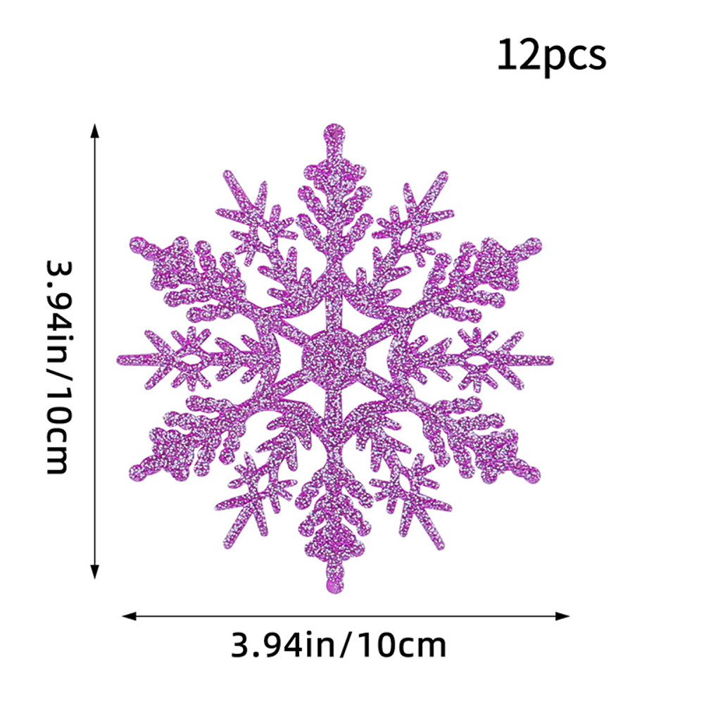 Christmas Venue Decoration, Pink Glitter Plastic Snowflake, Winter Party Supplies, Ornaments for Home, Tree Pendant
