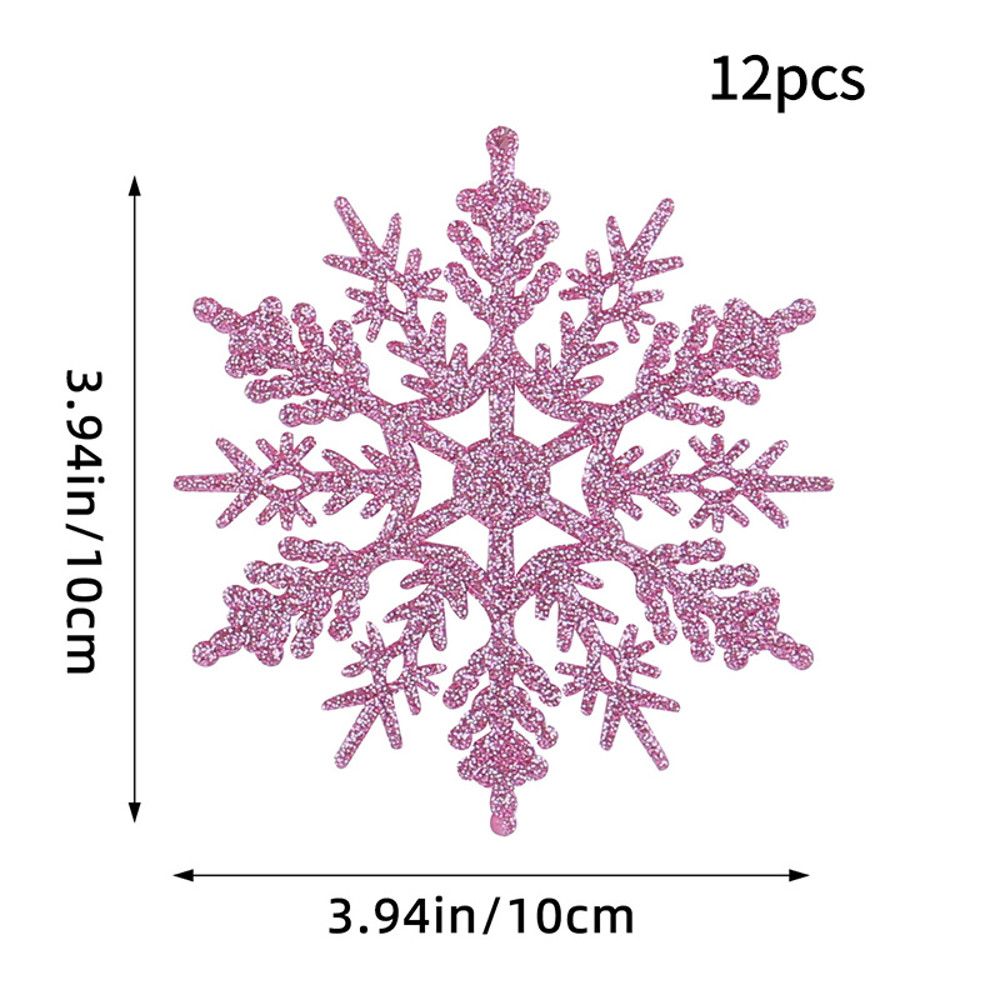 Christmas Venue Decoration, Pink Glitter Plastic Snowflake, Winter Party Supplies, Ornaments for Home, Tree Pendant