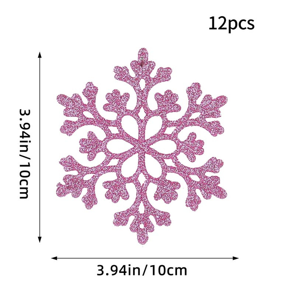 Christmas Venue Decoration, Pink Glitter Plastic Snowflake, Winter Party Supplies, Ornaments for Home, Tree Pendant