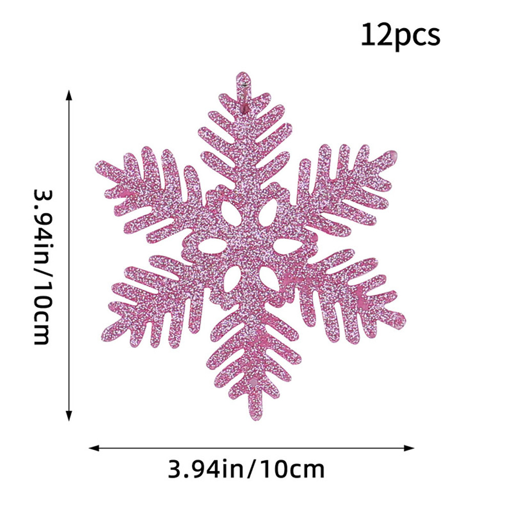 Christmas Venue Decoration, Pink Glitter Plastic Snowflake, Winter Party Supplies, Ornaments for Home, Tree Pendant