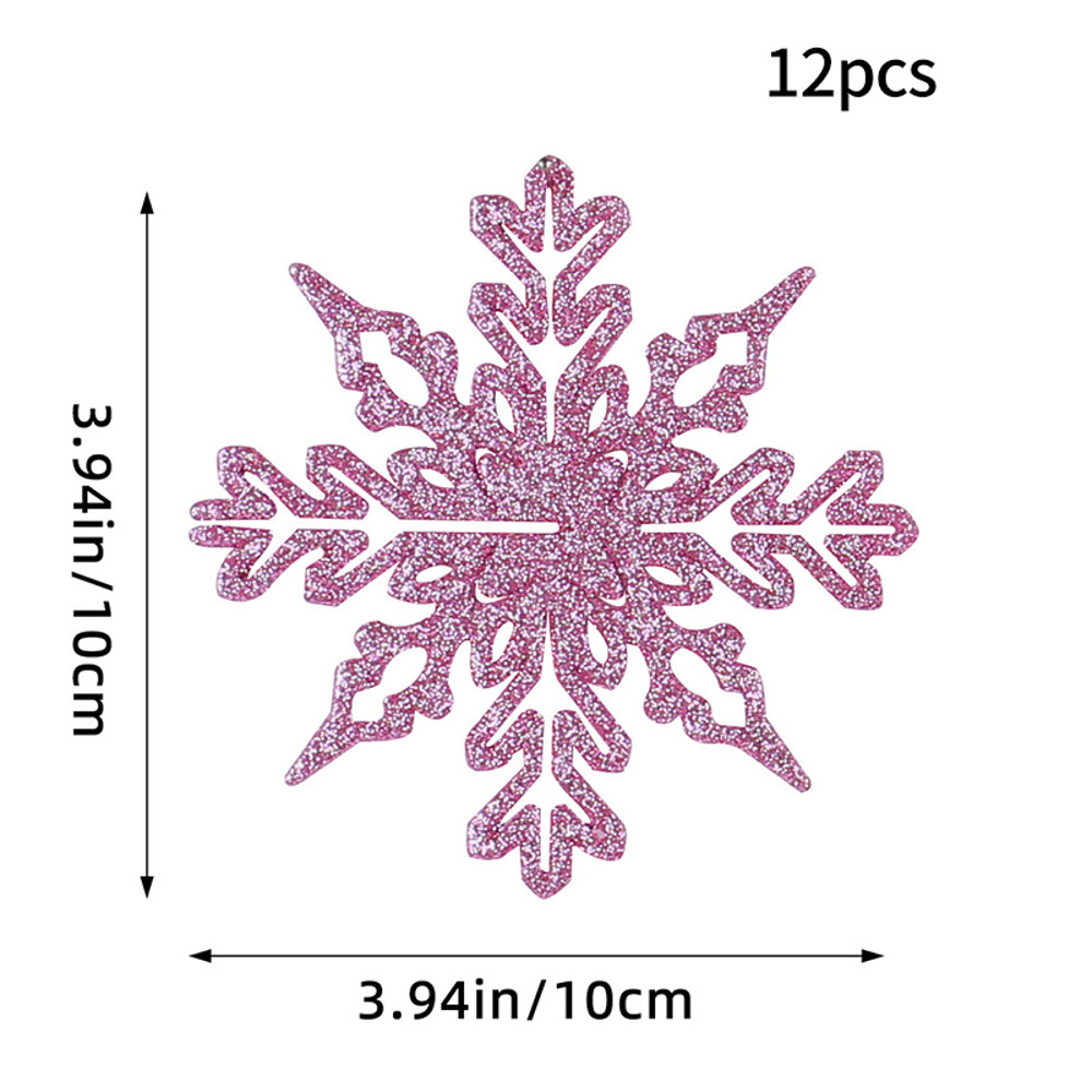 Christmas Venue Decoration, Pink Glitter Plastic Snowflake, Winter Party Supplies, Ornaments for Home, Tree Pendant