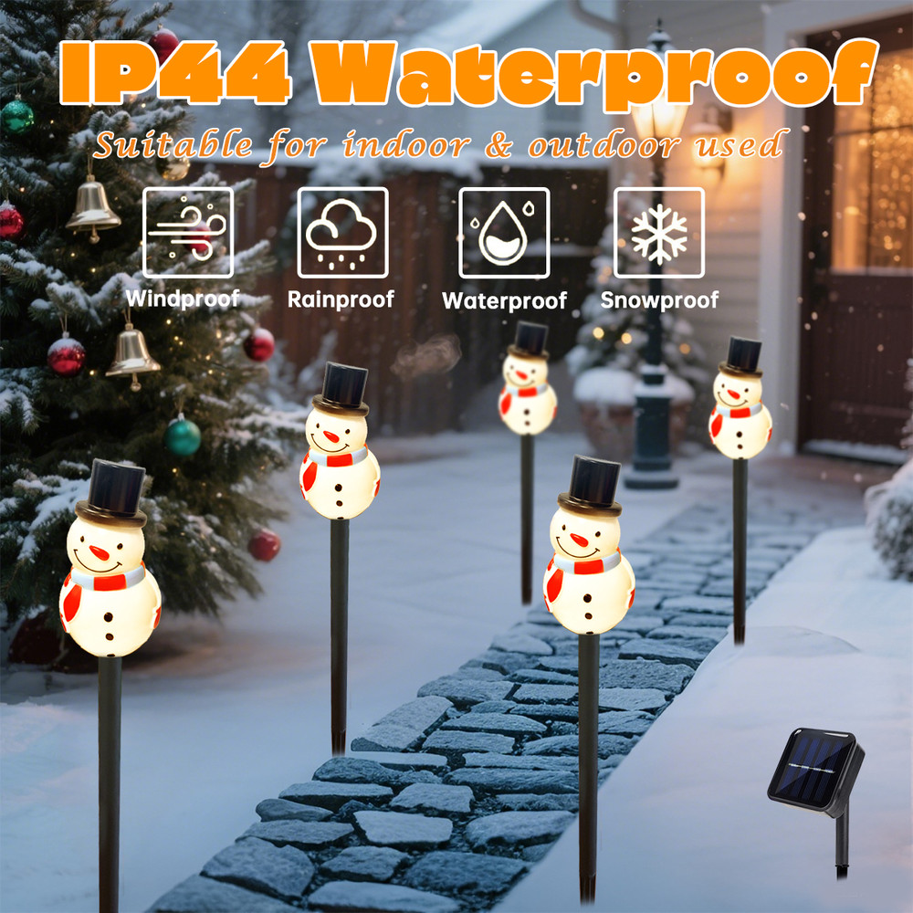 Snowman With Black Hat Long Nose Solar Powered Garden Light Outdoor Stake Light Suitable For Yard P 1