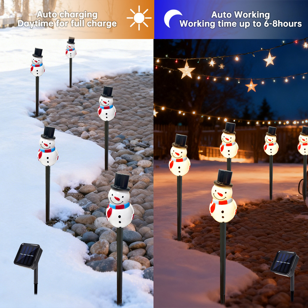 Snowman With Black Hat Long Nose Solar Powered Garden Light Outdoor Stake Light Suitable For Yard P 2
