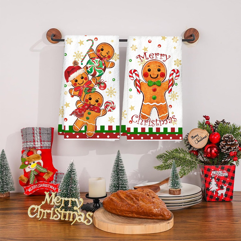 Christmas Kitchen Towels, Xmas Gingerbread Man Dish, Merry Christmas Party Decoration, Towel Navidad New Year