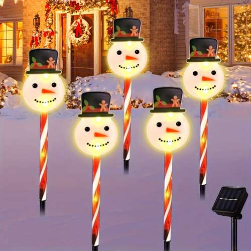 Solar-Powered Christmas Snowman, Lights with Clear Tubes, 8 Lighting Modes, Ideal for Christmas Party Decorations