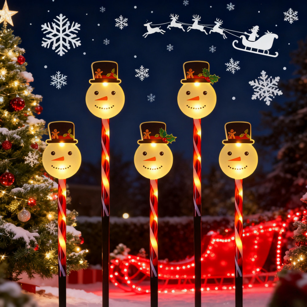 SolarPowered Christmas Snowman Lights With Clear Tubes 8 Lighting Modes Ideal For Christmas Party D 4