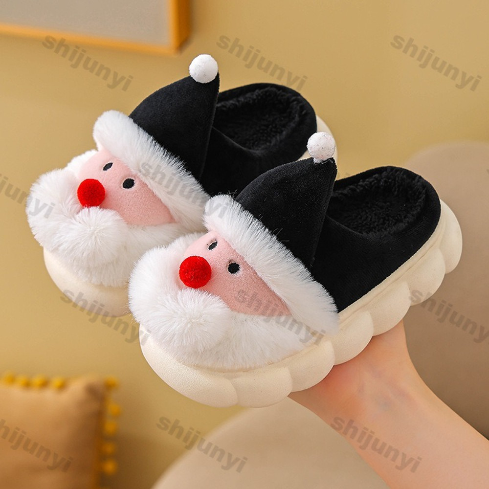 Warm Comfortable Indoor Platform, Christmas Woman Slippers Winter, Cute Santa Claus Floor Shoes Plush, Cartoon House Man