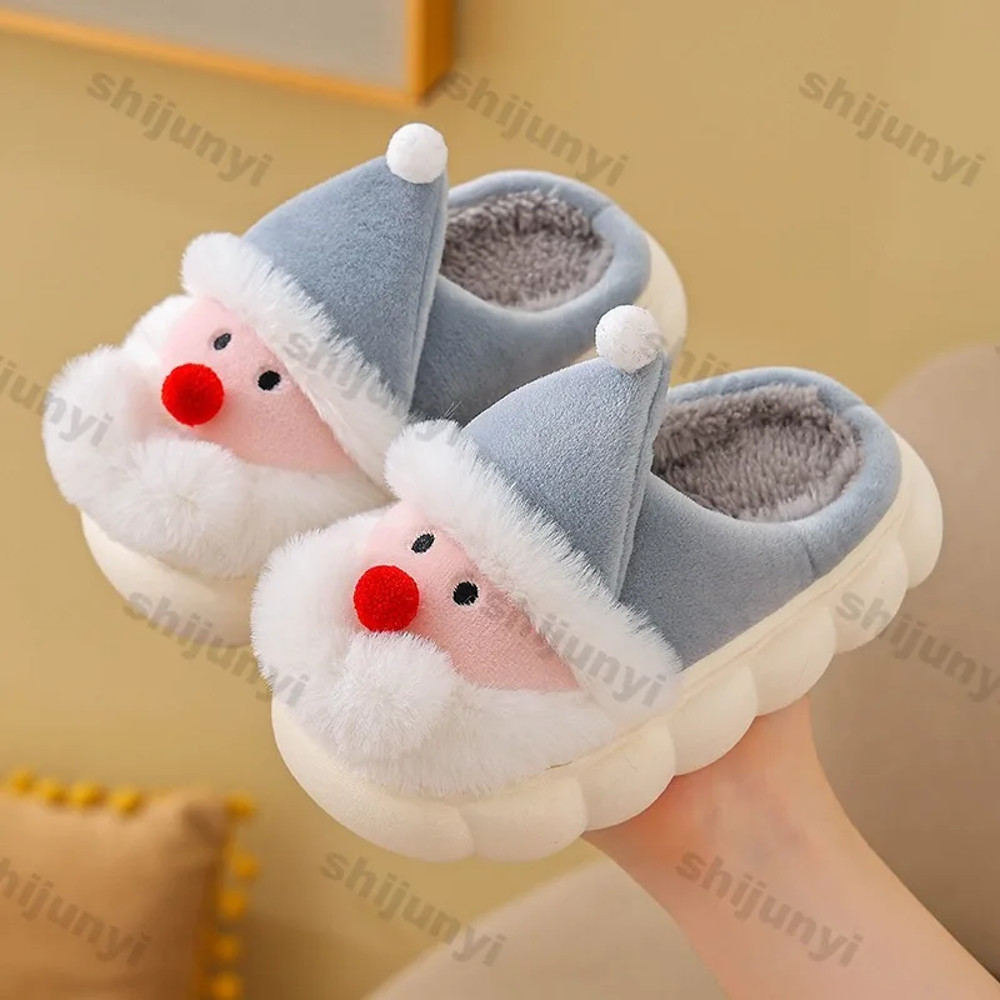 Warm Comfortable Indoor Platform, Christmas Woman Slippers Winter, Cute Santa Claus Floor Shoes Plush, Cartoon House Man