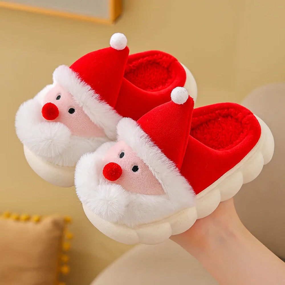 Warm Comfortable Indoor Platform, Christmas Woman Slippers Winter, Cute Santa Claus Floor Shoes Plush, Cartoon House Man