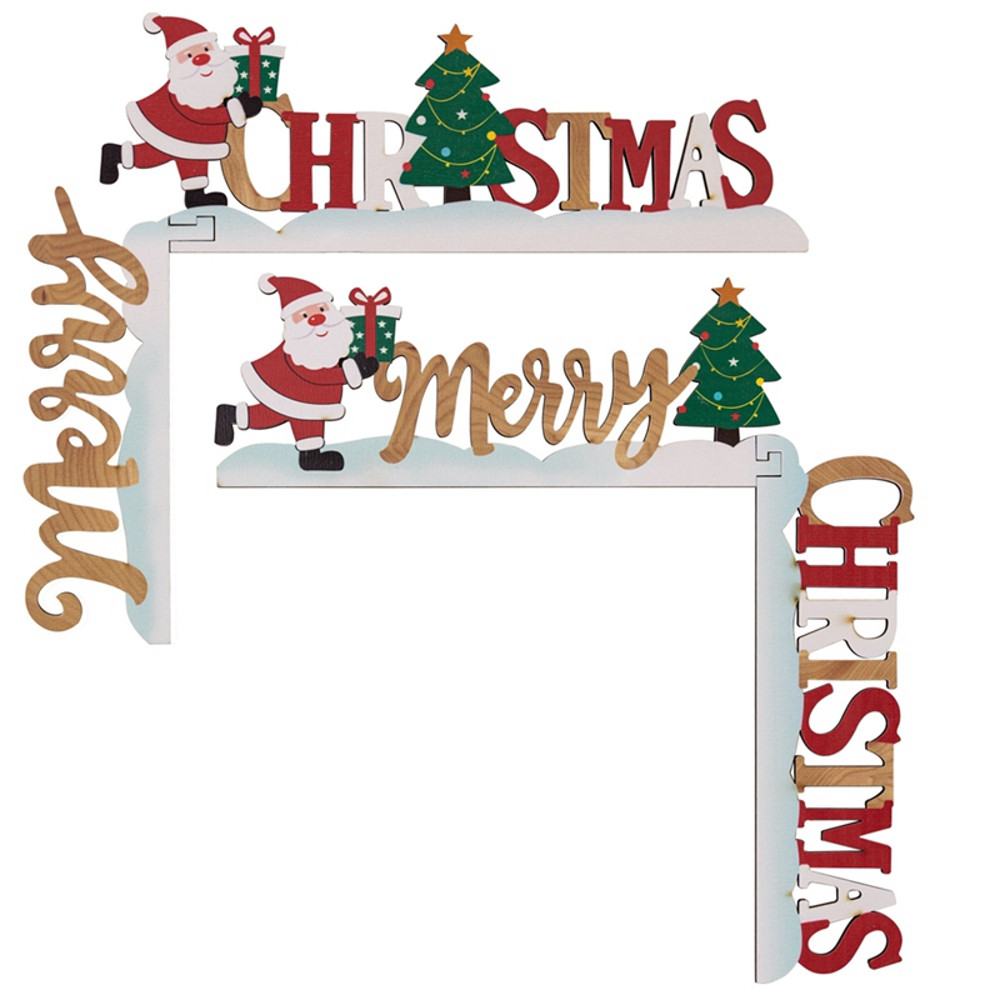 Santa Claus Door Sign Decor, DIY Wooden Door Frame Ornament, Christmas Door Corner Frame Decoration, For Xmas Home Party