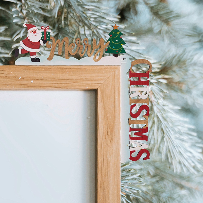Santa Claus Door Sign Decor, DIY Wooden Door Frame Ornament, Christmas Door Corner Frame Decoration, For Xmas Home Party