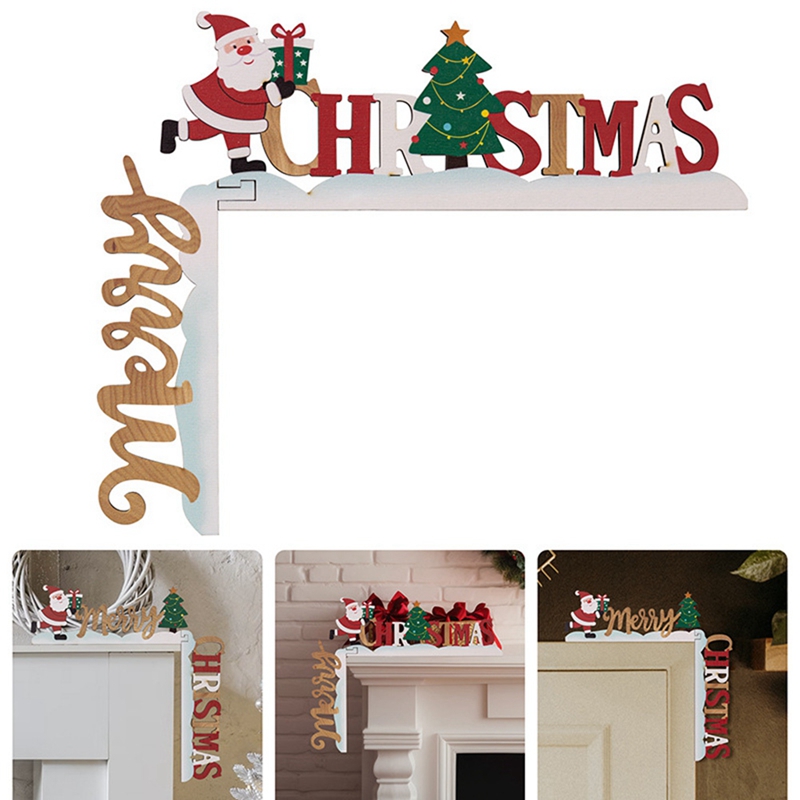 Santa Claus Door Sign Decor, DIY Wooden Door Frame Ornament, Christmas Door Corner Frame Decoration, For Xmas Home Party