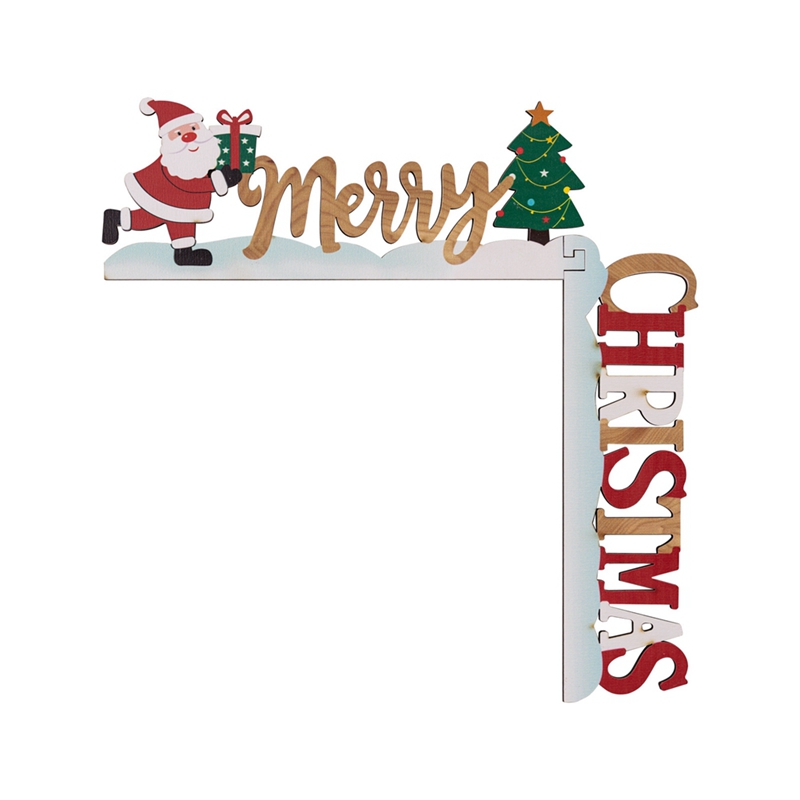 Santa Claus Door Sign Decor, DIY Wooden Door Frame Ornament, Christmas Door Corner Frame Decoration, For Xmas Home Party