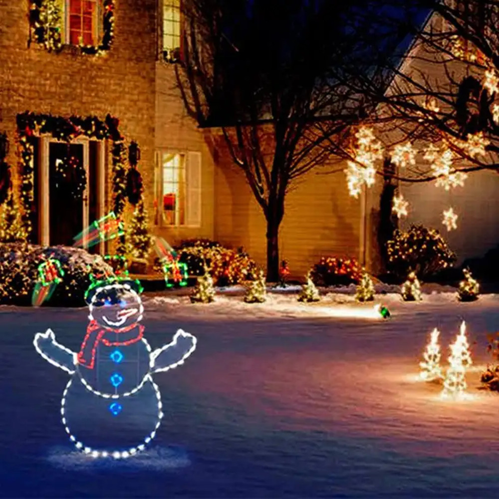LED Snowman Ornament Animated Christmas Glitter Light Holiday Party Decoration Winter Garden Yard O 4