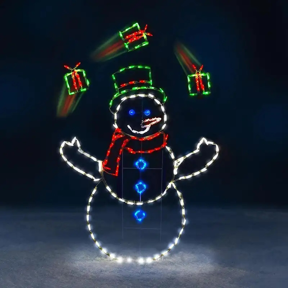 LED Snowman Ornament Animated Christmas Glitter Light Holiday Party Decoration Winter Garden Yard O 5