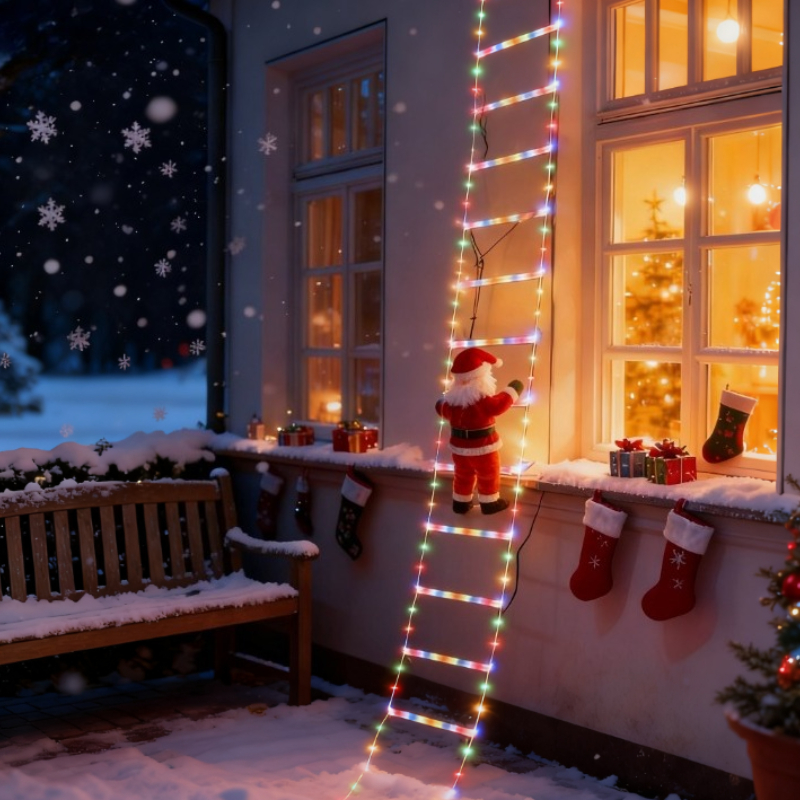 Santa Claus Climb Christmas Fairy Lights, Stairs for Christmas Tree, Bedroom Living Room, Window Festival Party