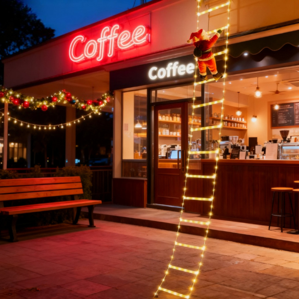 Santa Claus Climb Christmas Fairy Lights, Stairs for Christmas Tree, Bedroom Living Room, Window Festival Party