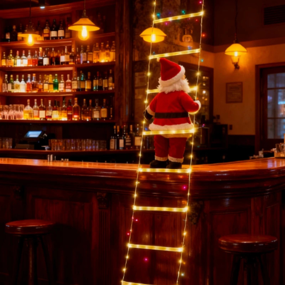 Santa Claus Climb Christmas Fairy Lights, Stairs for Christmas Tree, Bedroom Living Room, Window Festival Party